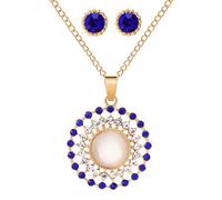 ZCCZJS Conjuntos de joyas de boda de piedra de ópal para mujeres Pendientes de collar de novia Rhionestone ACCESORIOS DE PARTIDAD