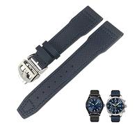 ZCCZJS Correa de reloj de color verde azulado de color ternero negro de 21 mm 20 mm para IWC IW377714 Mark18 Pilot Stop Bands de cuero de pistola de pistola