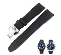 ZCCZJS Correa de reloj de color verde azulado de color ternero negro de 21 mm 20 mm para IWC IW377714 Mark18 Pilot Stop Bands de cuero de pistola de pistola