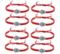 ZCCZJS Diablo Mal de Ojo Anillo de Dedo Anillo Hecho a Mano Ajustable Pulsera Hamsa Manual de Hamsa Cuerda Trenzada