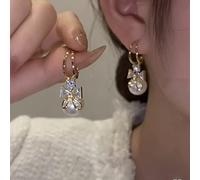 ZCCZJS Drinestone incrustado Colorido Borla Perla aretes Largos para Mujeres Regalo de cumpleaños de Joyas de Boda