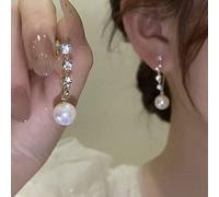 ZCCZJS Drinestone incrustado Colorido Borla Perla aretes Largos para Mujeres Regalo de cumpleaños de Joyas de Boda