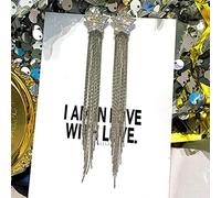 ZCCZJS Drinestone incrustado Pearl Tassel Pendientes Largos para Mujeres Joyas de Boda Brithday Gift