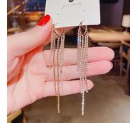 ZCCZJS Drinestone incrustado Pearl Tassel Pendientes Largos para Mujeres Joyas de Boda Brithday Gift