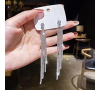 ZCCZJS Drinestone incrustado Pearl Tassel Pendientes Largos para Mujeres Joyas de Boda Brithday Gift