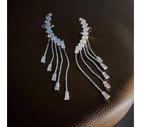 ZCCZJS Drinestone incrustado Pearl Tassel Pendientes Largos para Mujeres Joyas de Boda Brithday Gift