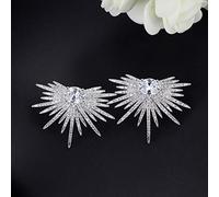 ZCCZJS Exclusivo Color de circonía cúbica Rosa pavimentado Joyas de Pendientes Grandes para Mujeres