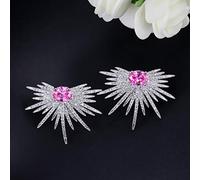 ZCCZJS Exclusivo Color de circonía cúbica Rosa pavimentado Joyas de Pendientes Grandes para Mujeres