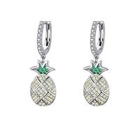 ZCCZJS Fashion 100% 925 Sterling Silver Summer Pineapple Dazzling Circon Drop Pendientes para Mujeres Joyas de Boda