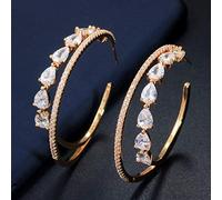 ZCCZJS Glitter LUXURO Color Blanco Zirconia Pendientes de aro Grande para Joyas para Mujeres