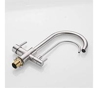 ZCCZJS Grifos de cocina Filtro de agua potable grifos Mezclador de fregadero 360 Decisión de mango dual giratoria montada con grúa filtrada de aireador para cocina estilo retro de 3 vías, Balck