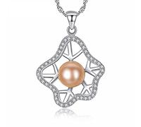 ZCCZJS Joyas para Mujeres Natural Pink Pearl 925 Collar de Cadena Collar Cobrés Joyas de Boda para Mujeres