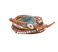 ZCCZJS Joyería Charm 2023 NUEVO REGALO Stone Bangle Bangle Leather Ocean Wrap Pulsera Bohemian Bracelets HW12
