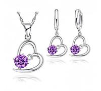 ZCCZJS Joyería de boda nupcial para mujeres collares de compromiso de cristal del corazón aretes accesorios