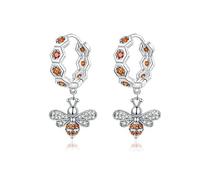 ZCCZJS Luxury Honeycomb and Bee Dangle Pendientes para Mujeres Silver Sterling 925 Diseñador de Joyas de declaración de Bodas