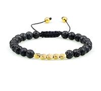 ZCCZJS Men Bracelets 6 mm de lava negra piedra de roca hematita hematita pulsera con cuentas y brazalete ajustable para mujeres muñeca para mujeres