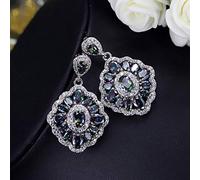 ZCCZJS Mujeres Joyas de Cristal Drop de Arete místico de Fuego Azul arcoirbow con Piedras de circón