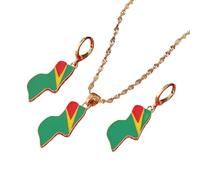 ZCCZJS Nueva bandera 2025 de pendientes colgantes de colgantes de Guyana mujeres Guayana Jewelry República de Guyana Decoración Joyería Conmemorativa para usted Accesorios de moda
