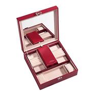 ZCCZJS Organizador de joyas Joyero PU PU Cuero de cuero Organizador de joyería de almacenamiento Box de joyería con cerradura y espejo para el anillo de aretes Collar collar de joyería Almacenamiento