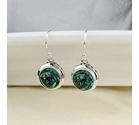 ZCCZJS para el Estilo Chino Eardrop 925 Mujeres Huecas Fashion Green Crystal Sterling Jewelry Pendientes Coreanos