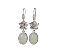 ZCCZJS Para las Mujeres, el Estilo Chino con tía de marsero de la Personalidad del Zafiro de la Personalidad de la Mariposa aretes Femeninos Jade Blanco
