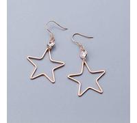 ZCCZJS Para las Mujeres, S925 Femenino Estilo Coreano Moda Hueco de aretes de Estrellas de Cinco Puntas Temperamento de Personalidad única Diamante