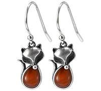 ZCCZJS Para Mujeres, arendería s Retro de Agate Rojo Helado Coreano pequeño Animal de Zorro aretes