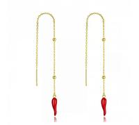ZCCZJS Pen de arar de caída de Pimiento Rojo aretes de Chile Joyas de Hebilla para Mujeres Joyas Finas