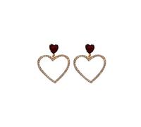 ZCCZJS Pendientes 2023 Joyas Sparkling Rhinestone Hollow Heart Forma Pendientes Colgantes Retro Red Crystal Pendientes