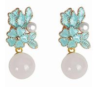 ZCCZJS Pendientes Cloisonne, Colgante de Jade en Flor de Ciruelo, joyería de Estilo Retro Chino para Mujer