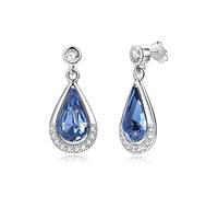 ZCCZJS Pendientes Colgantes de Cristal con Forma de Gota de Plata de Ley S925, Pendientes de Cristal Azul Real, joyería Elegante de Moda para Mujer, Pendientes de Gama Alta