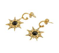 ZCCZJS Pendientes Colgantes de Girasol chapados en Oro para Mujeres - Joyas de Oro de circón Negro, Pendientes de Verano y Playa, joyería Vintage para Pila de aretes y Ropa Hippie