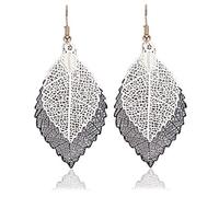 ZCCZJS Pendientes Colgantes para Mujeres su Hoja Colorida Hueca de Moda geométrica Festival de declaración Delicada