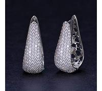 ZCCZJS Pendientes de aro Largo para Mujeres con Micro pavimento de circonía cúbica Hermosos aretes de aro Largo en Rosa