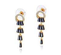 ZCCZJS Pendientes de circonita de Longitud Media, Pendientes Colgantes para Mujer, Pendientes de Borla Salvaje chapados en Cobre, Color Negro, Nombre del Color: Negro (Color: Blanco)