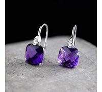 ZCCZJS Pendientes de Damas, Pendientes de té Pendientes para Mujeres Pendientes de Moda de Joyas Pendientes de Amatista Hechos a Mano, 925