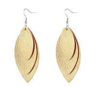 ZCCZJS Pendientes de Gancho Elegantes con Colgante, Lentejuelas de Plumas de Hojas Bohemias, Pendientes de Gancho Colgantes de Triple Capa, Color Blanco, Color: marrón Oscuro (Color: Azul)