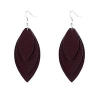 ZCCZJS Pendientes de Gancho Elegantes con Colgante, Lentejuelas de Plumas de Hojas Bohemias, Pendientes de Gancho Colgantes de Triple Capa, Color Blanco, Color: marrón Oscuro (Color: Azul)