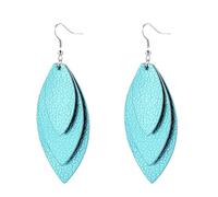 ZCCZJS Pendientes de Gancho Elegantes con Colgante, Lentejuelas de Plumas de Hojas Bohemias, Pendientes de Gancho Colgantes de Triple Capa, Color Blanco, Color: marrón Oscuro (Color: Azul)