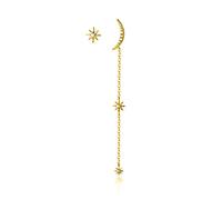 ZCCZJS Pendientes de la Cadena deslumbrantes de Estrella de Luna asimétrica para Mujeres 925 Jewellry Gift