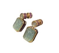 ZCCZJS Pendientes de Moda Peridot Pendientes de Jade Verde Pendientes Retro de Diamantes Pendientes delicados