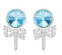 ZCCZJS Pendientes de Plata de Ley 925 para Mujer, diseño de Lazo, Color Azul