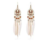 ZCCZJS Pendientes de Plumas para Mujeres -Peads de Madera Retro étnica Aretes de Plumas largas, Personalidad Pen de Aguja Curva de Plumas Hechas a Mano livianas Simples