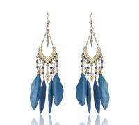 ZCCZJS Pendientes de Plumas -Pendientes de Plumas Largos de Diamantes geométricos Retro Huecos