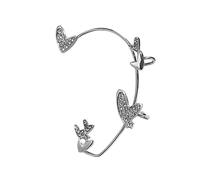 ZCCZJS Pendientes de Tachuelas, Pendientes en Forma de corazón, Clips de Orejas, aretes de Estrellas de circón no Perforados, Pendientes de Diamantes de imitación, aretes envueltos en el Manguito,