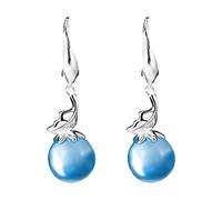ZCCZJS Pendientes, Hembra S925 Palacio Retro Retro Design Leaf Aquamarine Pendientes Ocean Blue