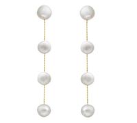 ZCCZJS Pendientes Largos Colgantes de Perlas para Mujer, Pendientes de Borla con Forma de Gota de Plata de Ley chapados en Oro de 14 Quilates para Novia (Goud, Talla única)