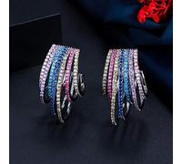 ZCCZJS Pendientes Multicolores de Micro pavimento geométrico de círculo de círculo Redondo para Mujeres Color Negro