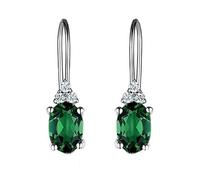 ZCCZJS Pendientes Ovales Emerald Delicados Pendientes de Clips para Mujeres Joyas Finas