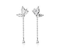ZCCZJS Pendientes para Mujer, Pendientes Cortos de Plata S925 Pendientes Delicados de Mariposa del Bosque Pendientes de Borla de Diamantes Suaves Oro Rosa Inteligente